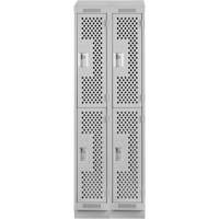 Clean Line Lockers, 2 -tier, Bank of 2, 24" x 18" x 82", Steel, Grey, Rivet (Assembled), Perforated Air Extreme Inc.