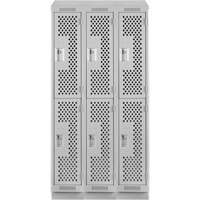 Casiers Clean Line, 2 niveaux, Bloc de 3, 36" x 12" x 82", Acier, Gris, Rivet (assembl&eacute;), Perfor&eacute; Air Extreme Inc.