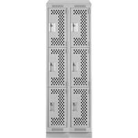 Clean Line Lockers, 3 -tier, Bank of 2, 24" x 18" x 82", Steel, Grey, Rivet (Assembled), Perforated Air Extreme Inc.
