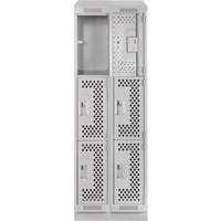 Clean Line Lockers, 3 -tier, Bank of 2, 24" x 18" x 82", Steel, Grey, Rivet (Assembled), Perforated Air Extreme Inc.