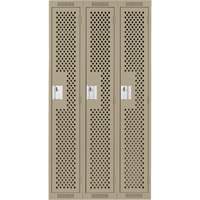 Clean Line Lockers, Bank of 3, 36" x 12" x 72", Steel, Beige, Rivet (Assembled), Perforated Air Extreme Inc.