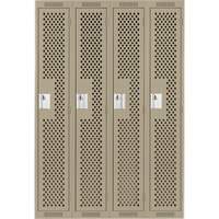 Clean Line Lockers, Bank of 4, 48" x 12" x 72", Steel, Beige, Rivet (Assembled), Perforated Air Extreme Inc.