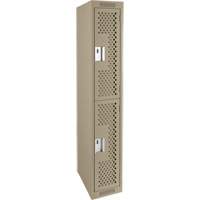 Clean Line Lockers, 2 -tier, 12" x 12" x 72", Steel, Beige, Rivet (Assembled), Perforated Air Extreme Inc.