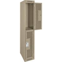 Clean Line Lockers, 2 -tier, 12" x 12" x 72", Steel, Beige, Rivet (Assembled), Perforated Air Extreme Inc.