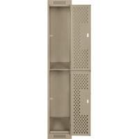 Clean Line Lockers, 2 -tier, 12" x 12" x 72", Steel, Beige, Rivet (Assembled), Perforated Air Extreme Inc.