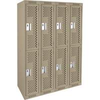 Casiers Clean Line, 2 niveaux, Bloc de 4, 48" x 12" x 72", Acier, Beige, Rivet (assembl&eacute;), Perfor&eacute; Air Extreme Inc.