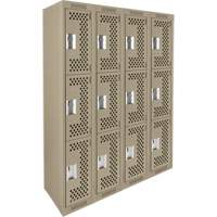 Casiers Clean Line, 3 niveaux, Bloc de 4, 48" x 12" x 72", Acier, Beige, Rivet (assembl&eacute;), Perfor&eacute; Air Extreme Inc.