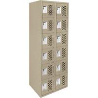 Assembled Lockerettes Clean Line Perforated Economy Lockers, 6 -tier, Bank of 2, 18" x 72" x 12", Steel Air Extreme Inc.