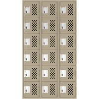 Assembled Lockerettes Clean Line Perforated Economy Lockers, 6 -tier, Bank of 3, 18" x 72" x 12", Steel Air Extreme Inc.
