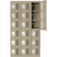 Assembled Lockerettes Clean Line Perforated Economy Lockers, 6 -tier, Bank of 3, 18" x 72" x 12", Steel Air Extreme Inc.