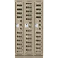 Clean Line Lockers, Bank of 3, 36" x 15" x 76", Steel, Beige, Rivet (Assembled), Perforated Air Extreme Inc.