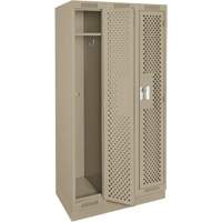 Clean Line Lockers, Bank of 3, 36" x 15" x 76", Steel, Beige, Rivet (Assembled), Perforated Air Extreme Inc.