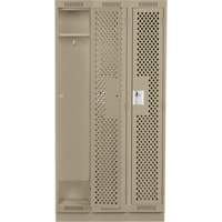 Clean Line Lockers, Bank of 3, 36" x 15" x 76", Steel, Beige, Rivet (Assembled), Perforated Air Extreme Inc.