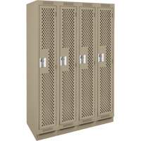 Clean Line Lockers, Bank of 4, 48" x 15" x 76", Steel, Beige, Rivet (Assembled), Perforated Air Extreme Inc.
