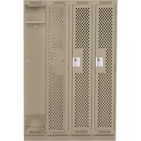 Clean Line Lockers, Bank of 4, 48" x 15" x 76", Steel, Beige, Rivet (Assembled), Perforated Air Extreme Inc.