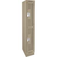 Clean Line Lockers, 2 -tier, 12" x 15" x 76", Steel, Beige, Rivet (Assembled), Perforated Air Extreme Inc.