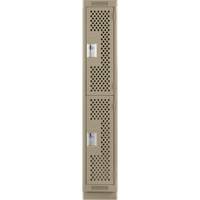 Clean Line Lockers, 2 -tier, 12" x 15" x 76", Steel, Beige, Rivet (Assembled), Perforated Air Extreme Inc.