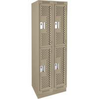 Clean Line Lockers, 2 -tier, Bank of 2, 24" x 15" x 76", Steel, Beige, Rivet (Assembled), Perforated Air Extreme Inc.