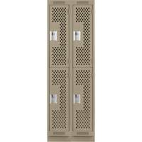 Clean Line Lockers, 2 -tier, Bank of 2, 24" x 15" x 76", Steel, Beige, Rivet (Assembled), Perforated Air Extreme Inc.