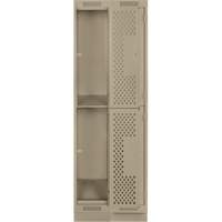 Clean Line Lockers, 2 -tier, Bank of 2, 24" x 15" x 76", Steel, Beige, Rivet (Assembled), Perforated Air Extreme Inc.