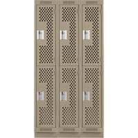 Clean Line Lockers, 2 -tier, Bank of 3, 36" x 15" x 76", Steel, Beige, Rivet (Assembled), Perforated Air Extreme Inc.