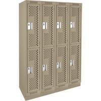 Clean Line Lockers, 2 -tier, Bank of 4, 48" x 15" x 76", Steel, Beige, Rivet (Assembled), Perforated Air Extreme Inc.