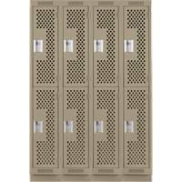Clean Line Lockers, 2 -tier, Bank of 4, 48" x 15" x 76", Steel, Beige, Rivet (Assembled), Perforated Air Extreme Inc.