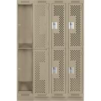 Clean Line Lockers, 2 -tier, Bank of 4, 48" x 15" x 76", Steel, Beige, Rivet (Assembled), Perforated Air Extreme Inc.