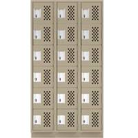 Clean-Line Perforated Lockerette, 6 -tier, Bank of 3, 12" x 72" x 12", Steel Air Extreme Inc.