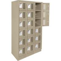 Clean-Line Perforated Lockerette, 6 -tier, Bank of 3, 12" x 72" x 12", Steel Air Extreme Inc.