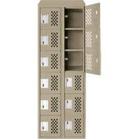 Assembled Lockerettes Clean Line Perforated Economy Lockers, 6 -tier, Bank of 2, 18" x 72" x 12", Steel Air Extreme Inc.