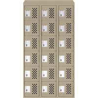 Assembled Lockerettes Clean Line Perforated Economy Lockers, 6 -tier, Bank of 3, 18" x 72" x 12", Steel Air Extreme Inc.