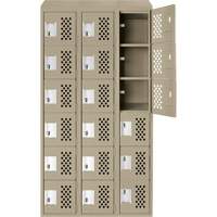 Assembled Lockerettes Clean Line Perforated Economy Lockers, 6 -tier, Bank of 3, 18" x 72" x 12", Steel Air Extreme Inc.