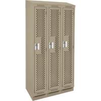 Clean Line Lockers, Bank of 3, 36" x 15" x 82", Steel, Beige, Rivet (Assembled), Perforated Air Extreme Inc.