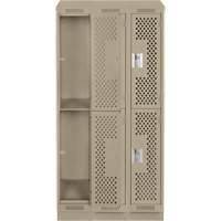 Casiers Clean Line, 2 niveaux, Bloc de 3, 36" x 12" x 82", Acier, Beige, Rivet (assembl&eacute;), Perfor&eacute; Air Extreme Inc.