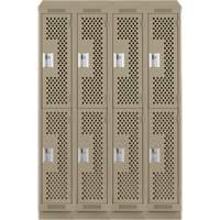 Casiers Clean Line, 2 niveaux, Bloc de 4, 48" x 12" x 82", Acier, Beige, Rivet (assembl&eacute;), Perfor&eacute; Air Extreme Inc.