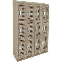Clean Line Lockers, 3 -tier, Bank of 4, 48" x 18" x 82", Steel, Beige, Rivet (Assembled), Perforated Air Extreme Inc.