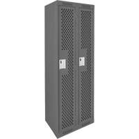 Clean Line Lockers, Bank of 2, 24" x 15" x 72", Steel, Charcoal, Rivet (Assembled), Perforated Air Extreme Inc.