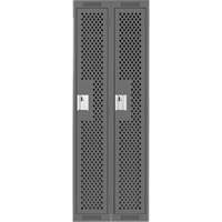 Clean Line Lockers, Bank of 2, 24" x 15" x 72", Steel, Charcoal, Rivet (Assembled), Perforated Air Extreme Inc.