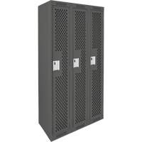 Clean Line Lockers, Bank of 3, 36" x 12" x 72", Steel, Charcoal, Rivet (Assembled), Perforated Air Extreme Inc.