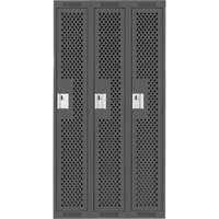 Clean Line Lockers, Bank of 3, 36" x 12" x 72", Steel, Charcoal, Rivet (Assembled), Perforated Air Extreme Inc.