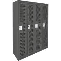 Clean Line Lockers, Bank of 4, 48" x 12" x 72", Steel, Charcoal, Rivet (Assembled), Perforated Air Extreme Inc.