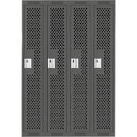 Clean Line Lockers, Bank of 4, 48" x 12" x 72", Steel, Charcoal, Rivet (Assembled), Perforated Air Extreme Inc.
