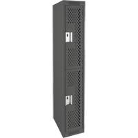 Clean Line Lockers, 2 -tier, 12" x 12" x 72", Steel, Charcoal, Rivet (Assembled), Perforated Air Extreme Inc.