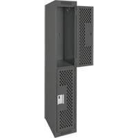 Clean Line Lockers, 2 -tier, 12" x 12" x 72", Steel, Charcoal, Rivet (Assembled), Perforated Air Extreme Inc.