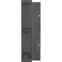 Clean Line Lockers, 2 -tier, 12" x 12" x 72", Steel, Charcoal, Rivet (Assembled), Perforated Air Extreme Inc.