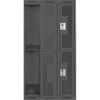 Clean Line Lockers, 2 -tier, Bank of 3, 36" x 12" x 72", Steel, Charcoal, Rivet (Assembled), Perforated Air Extreme Inc.