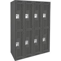 Clean Line Lockers, 2 -tier, Bank of 4, 48" x 12" x 72", Steel, Charcoal, Rivet (Assembled), Perforated Air Extreme Inc.