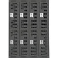 Clean Line Lockers, 2 -tier, Bank of 4, 48" x 12" x 72", Steel, Charcoal, Rivet (Assembled), Perforated Air Extreme Inc.