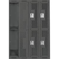 Clean Line Lockers, 2 -tier, Bank of 4, 48" x 12" x 72", Steel, Charcoal, Rivet (Assembled), Perforated Air Extreme Inc.